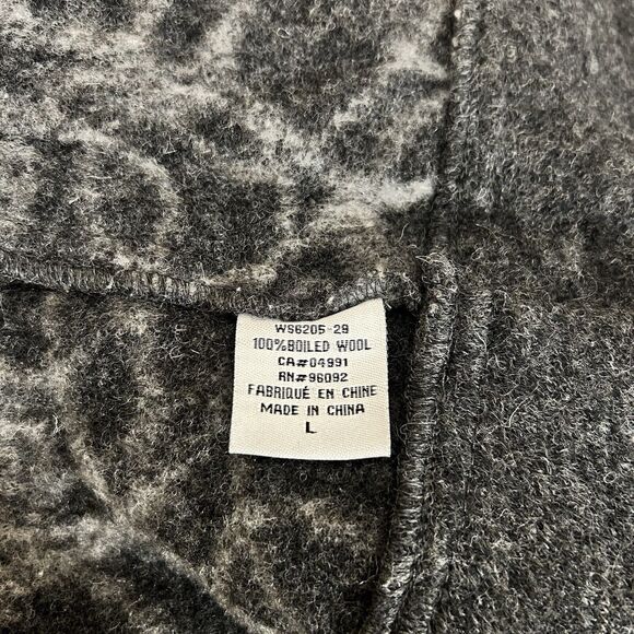 WILLI SMITH Women Cardigan Sweater Gray Boiled Wool Embroidered Flounce Collar L - Picture 13 of 13